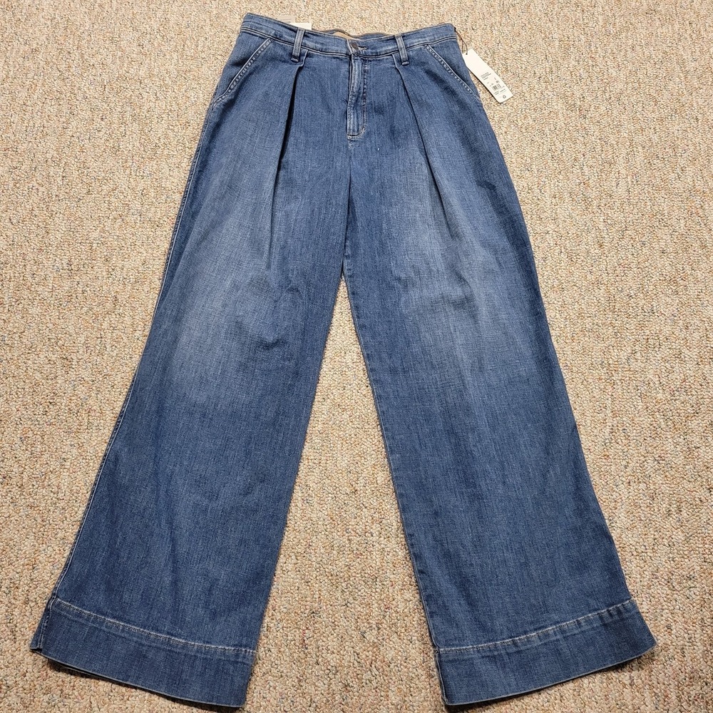 Joes Jeans Womens 31 Blue Pleated Denim Awake Collection Baggy Wide Leg Flared